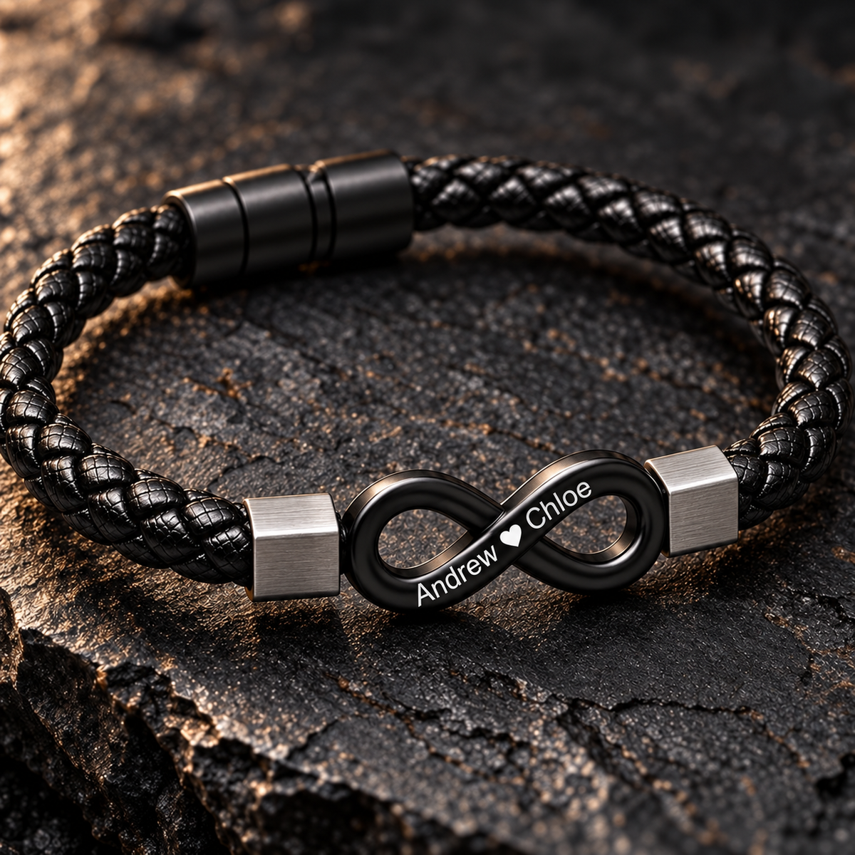 To My Man Engraved Braided Leather Bracelet