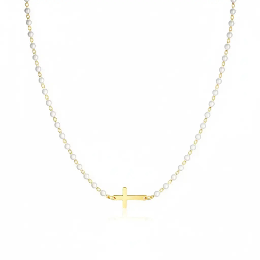 Eternal Pearl Cross Necklace Clara & Bloom