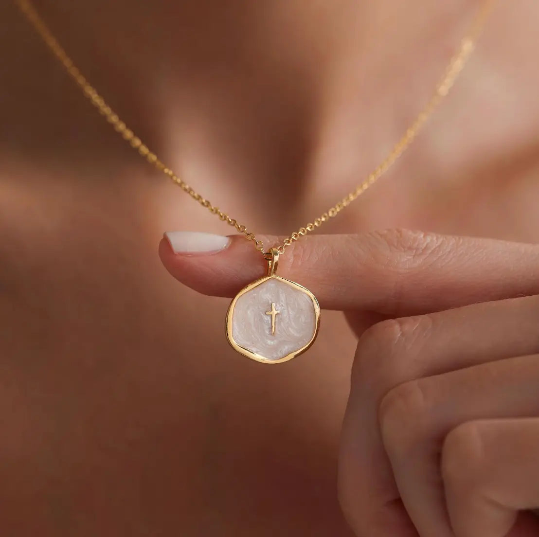 Mother of Pearl Cross Pendant Clara & Bloom