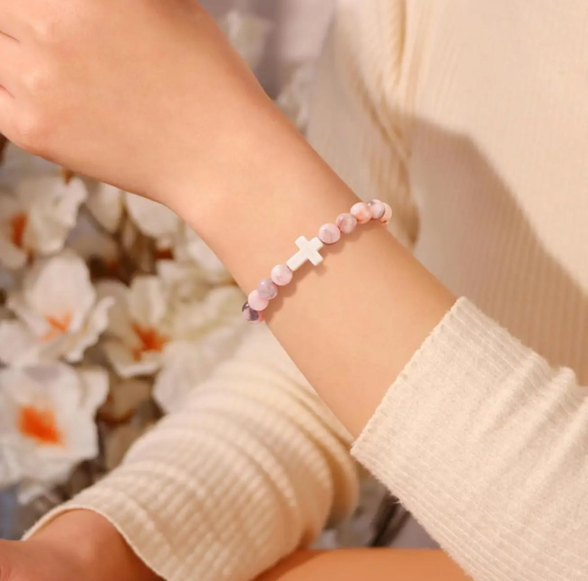 Pearl Cross Braclet Clara & Bloom