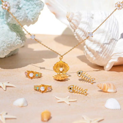 Hidden Pearl Shell Necklace Clara & Bloom