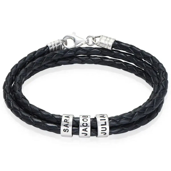 Personalized Leather Beads Bracelet for Men Clara Bloom