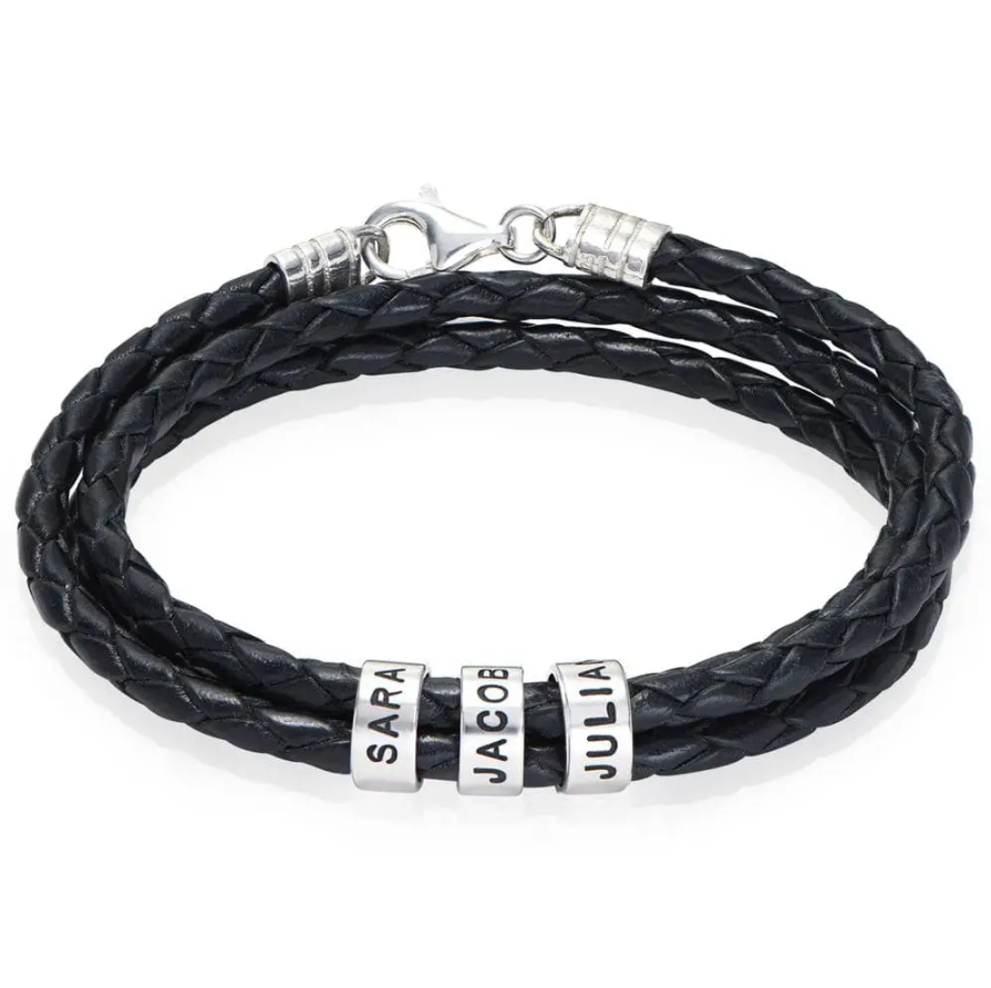 Personalized Leather Beads Bracelet for Men