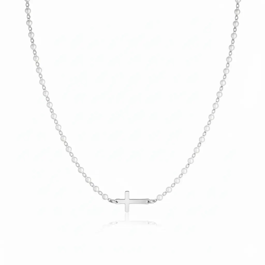 Eternal Pearl Cross Necklace Clara & Bloom