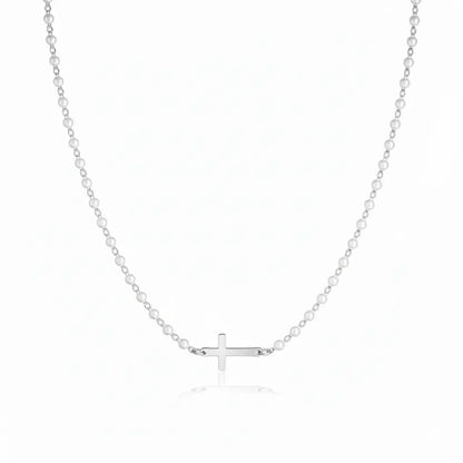 Eternal Pearl Cross Necklace Clara & Bloom