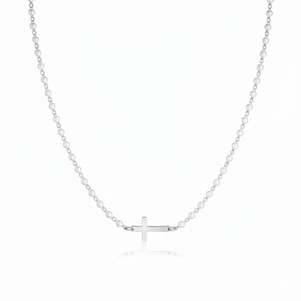 Eternal Pearl Cross Necklace