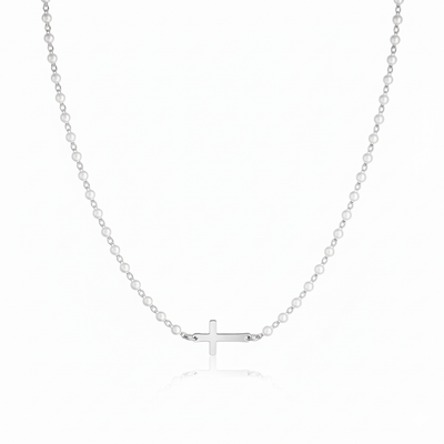 Eternal Pearl Cross Necklace