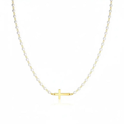Eternal Pearl Cross Necklace Clara & Bloom