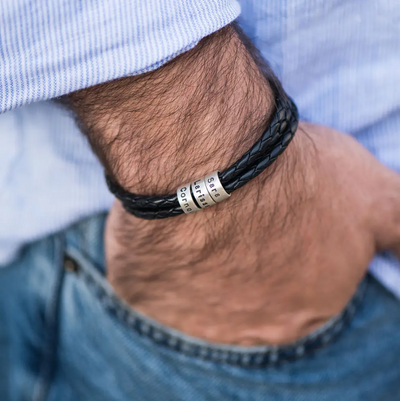 Personalized Leather Beads Bracelet for Men