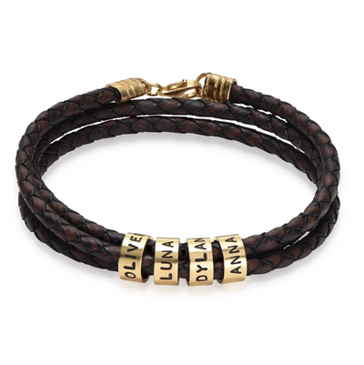 Personalized Leather Beads Bracelet for Men