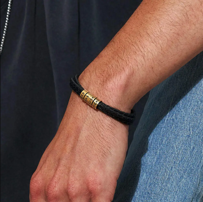 Personalized Leather Beads Bracelet for Men