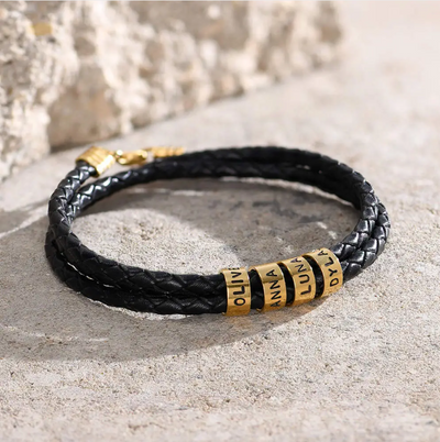 Personalized Leather Beads Bracelet for Men