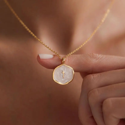 Mother of Pearl Cross Pendant Clara & Bloom