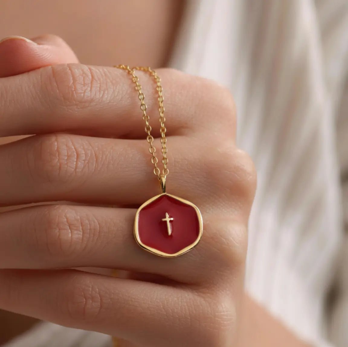 Mother of Pearl Cross Pendant Clara & Bloom