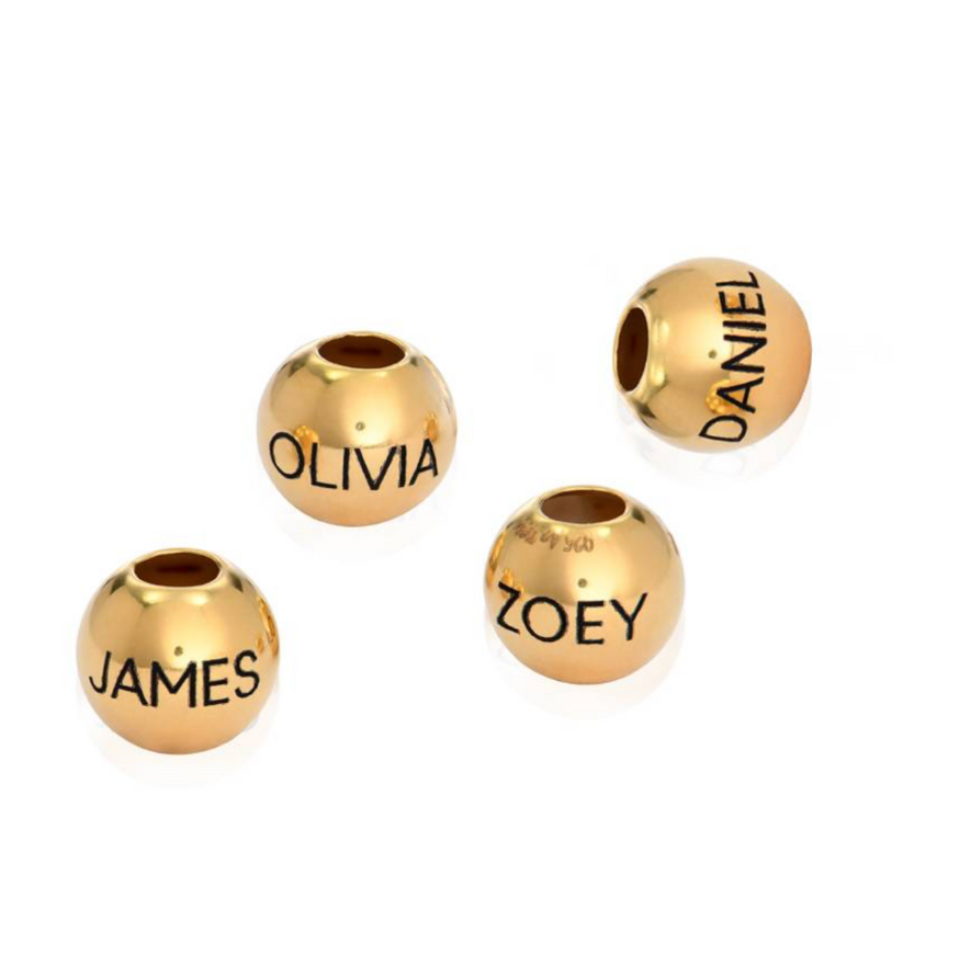 18K Gold Round Charm Bead