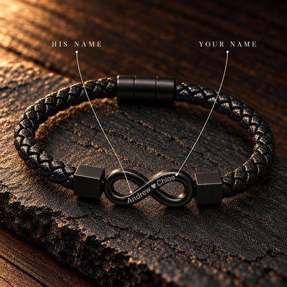 To My Man Engraved Braided Leather Bracelet