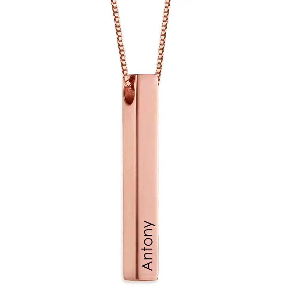 Personalized 3D Bar Necklace Clara Bloom