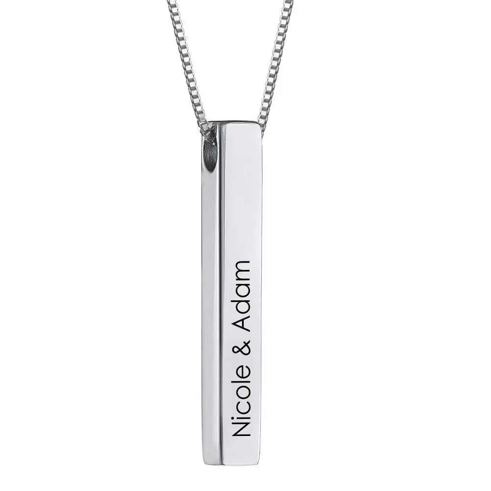 Personalized 3D Bar Necklace Clara Bloom
