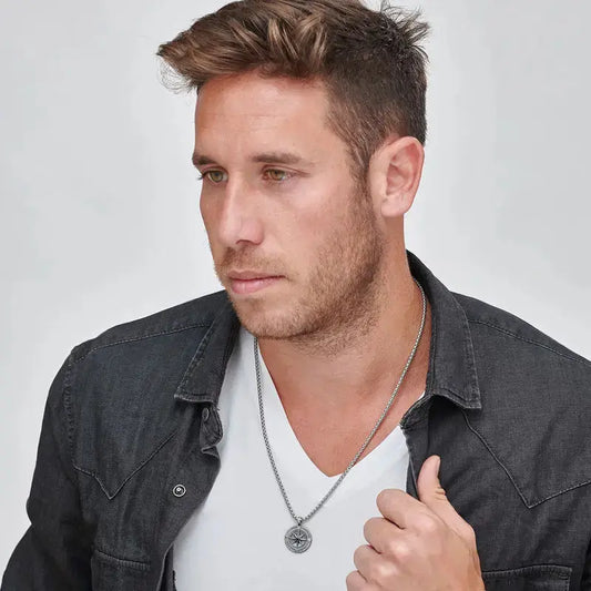 Engraved Silver Compass Necklace Clara Bloom