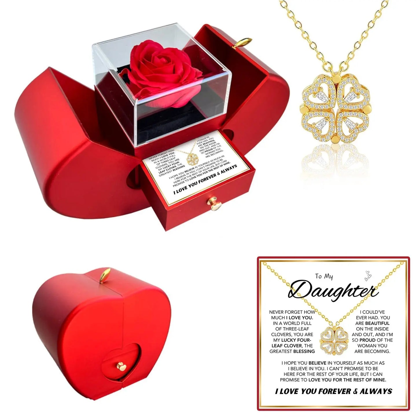 To My Daughter Four Leaf Clover Necklace Clara Bloom