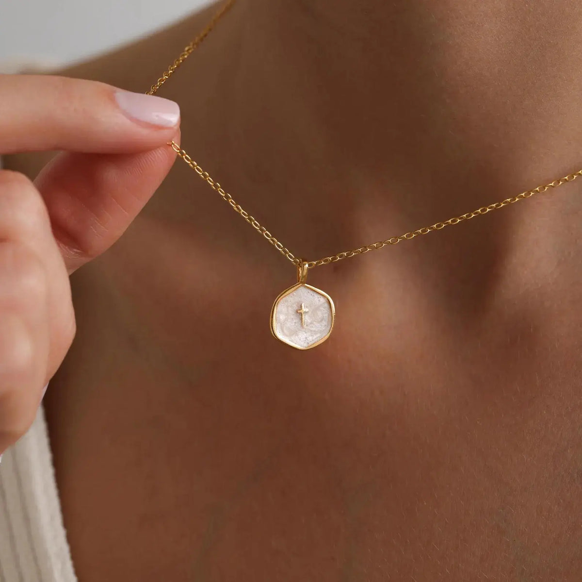 Mother of Pearl Cross Pendant Clara & Bloom