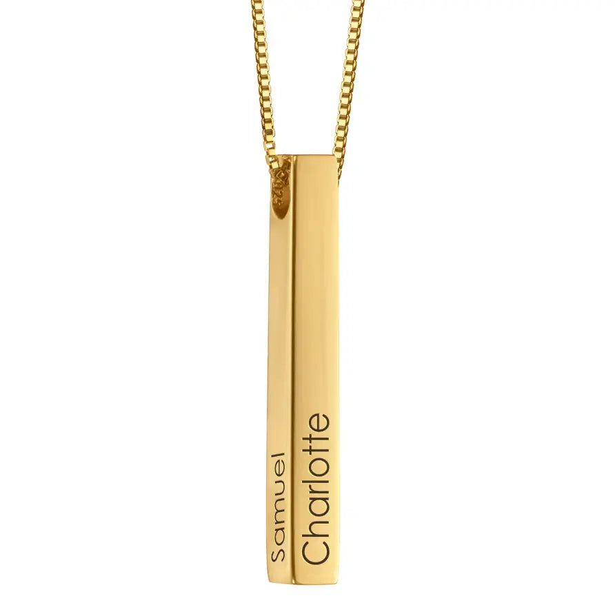 Personalized 3D Bar Necklace Clara Bloom