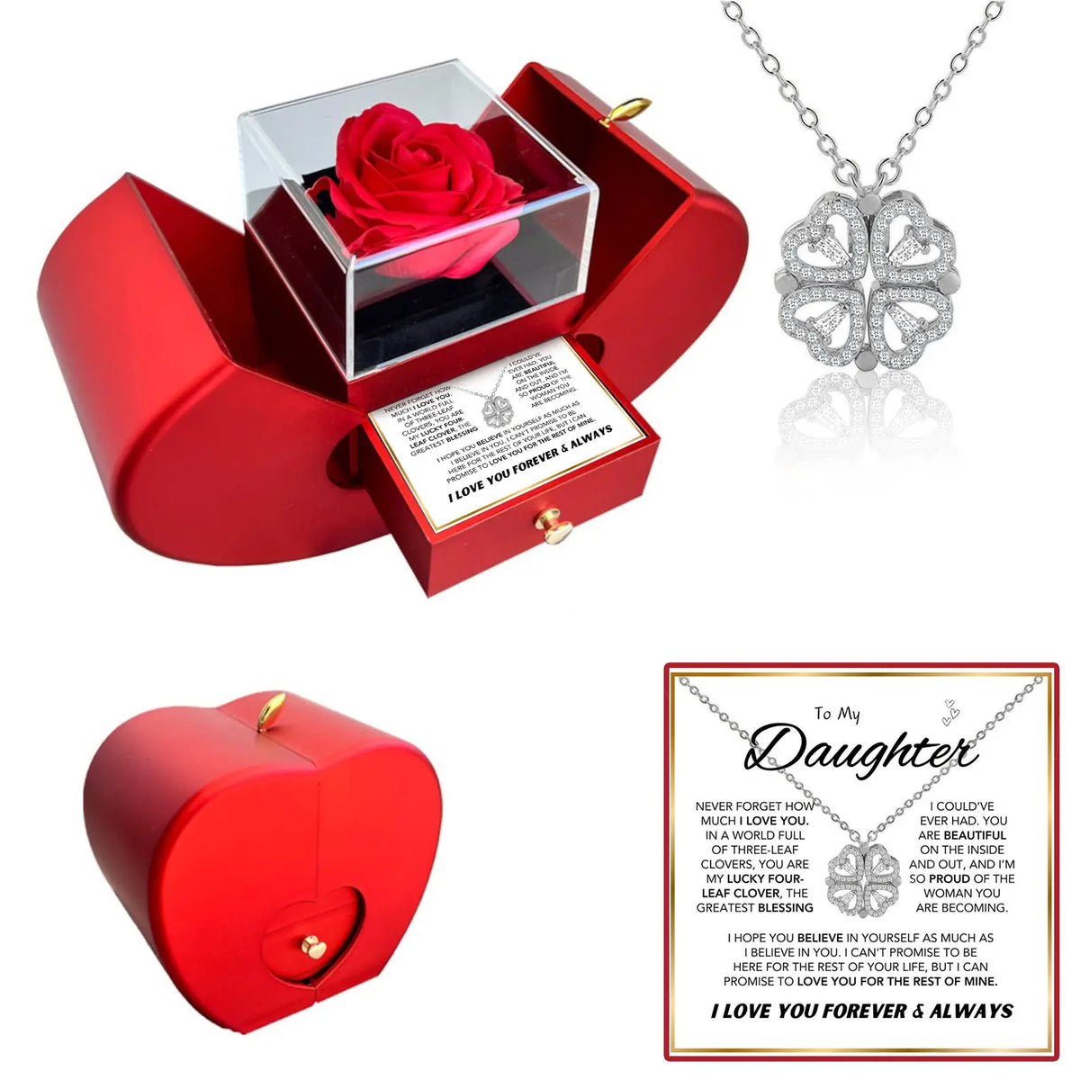 To My Daughter Four Leaf Clover Necklace Clara Bloom